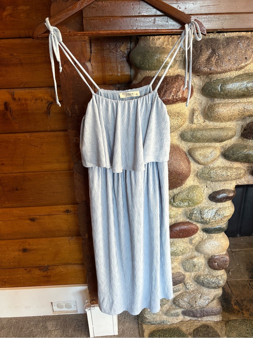 Hello Miz Double Ruffle Tie Strap Maternity Mini Dress Blue S